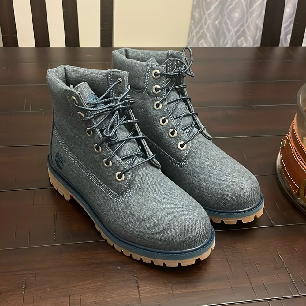 Timberland Nathan Swartz 6” Prem FAB BT Navy canvas boots Boys Junior Youth Sz 5 - Picture 2 of 12